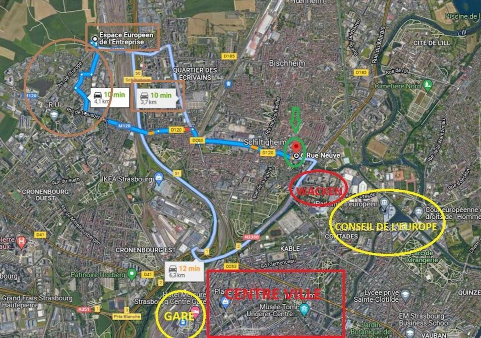 T2 - Tram Direct Strasbourg Centre Ville En 11 Min - Parking Gratuit Schiltigheim Eksteriør bilde